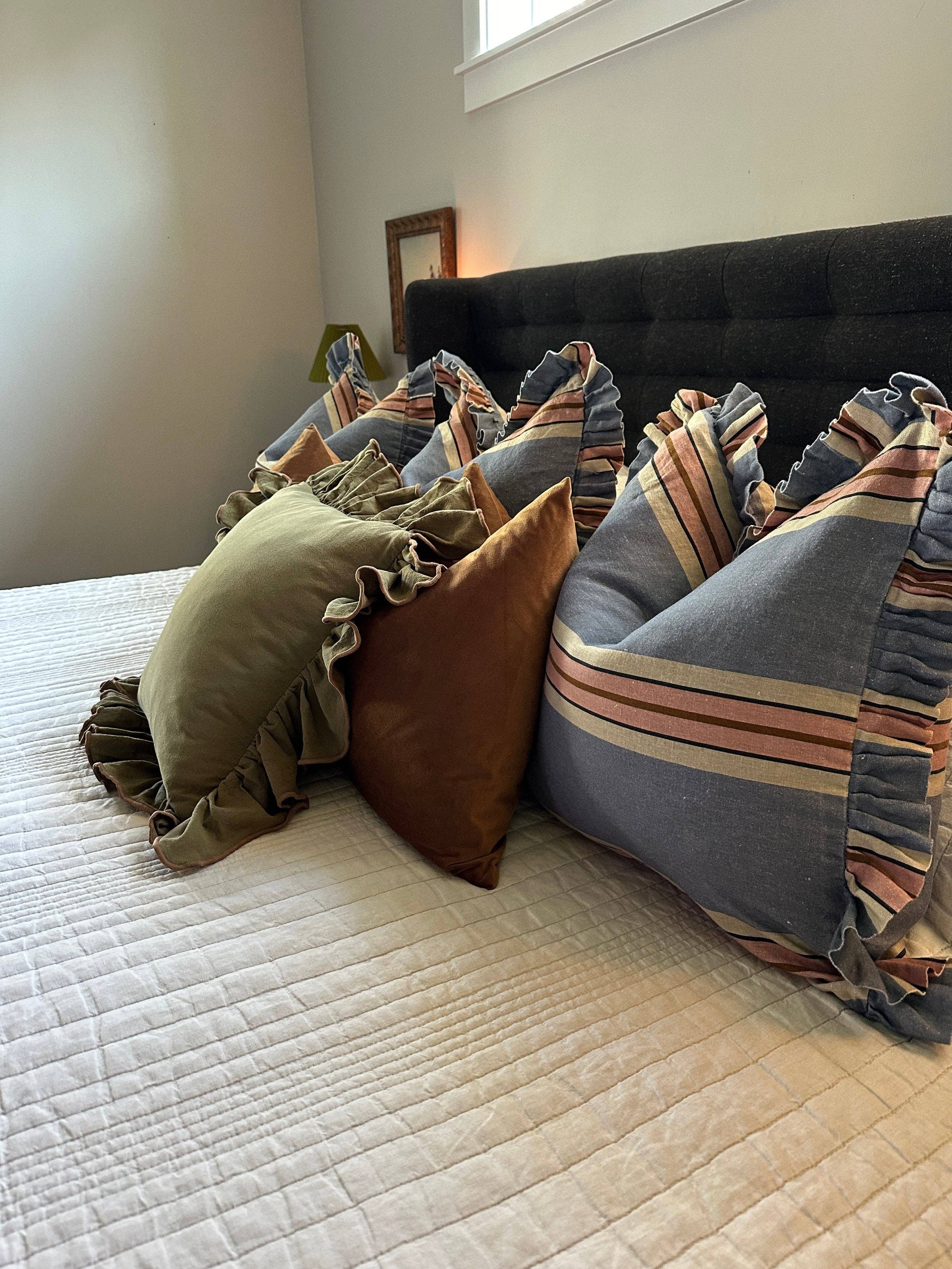 Linen-Ruffle Pillow Cover 18x18