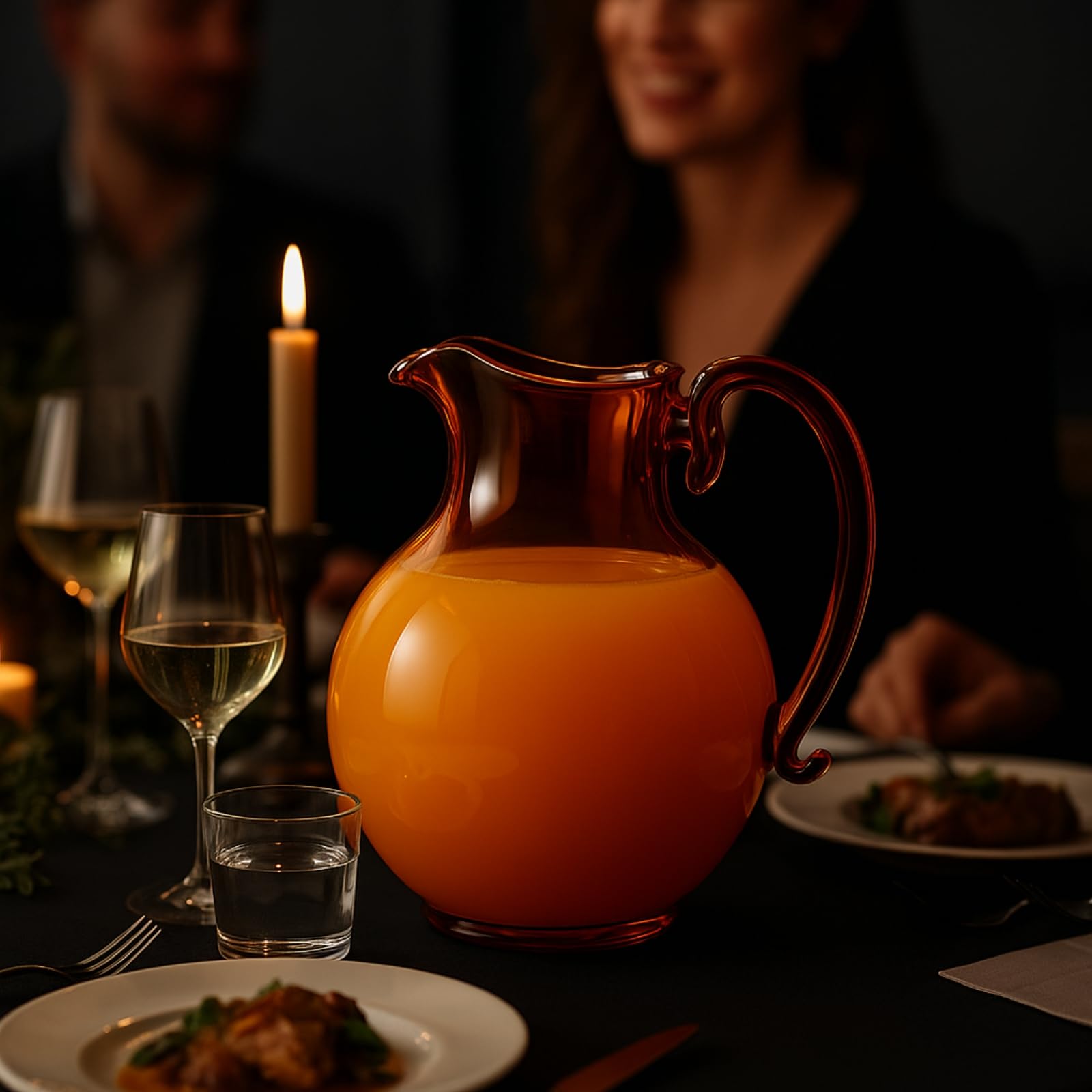 Handmade Amber Glass Jug Pitcher