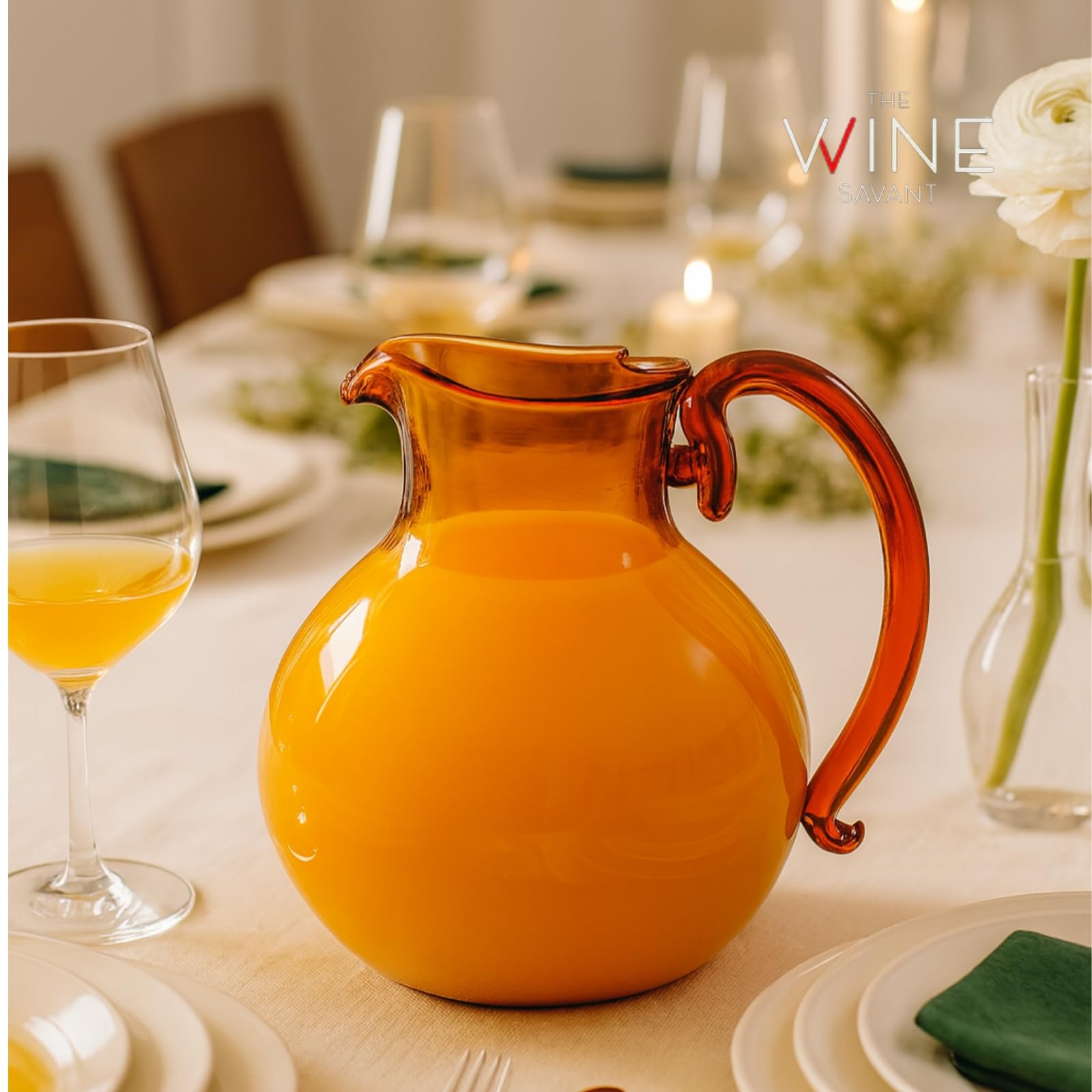 Handmade Amber Glass Jug Pitcher
