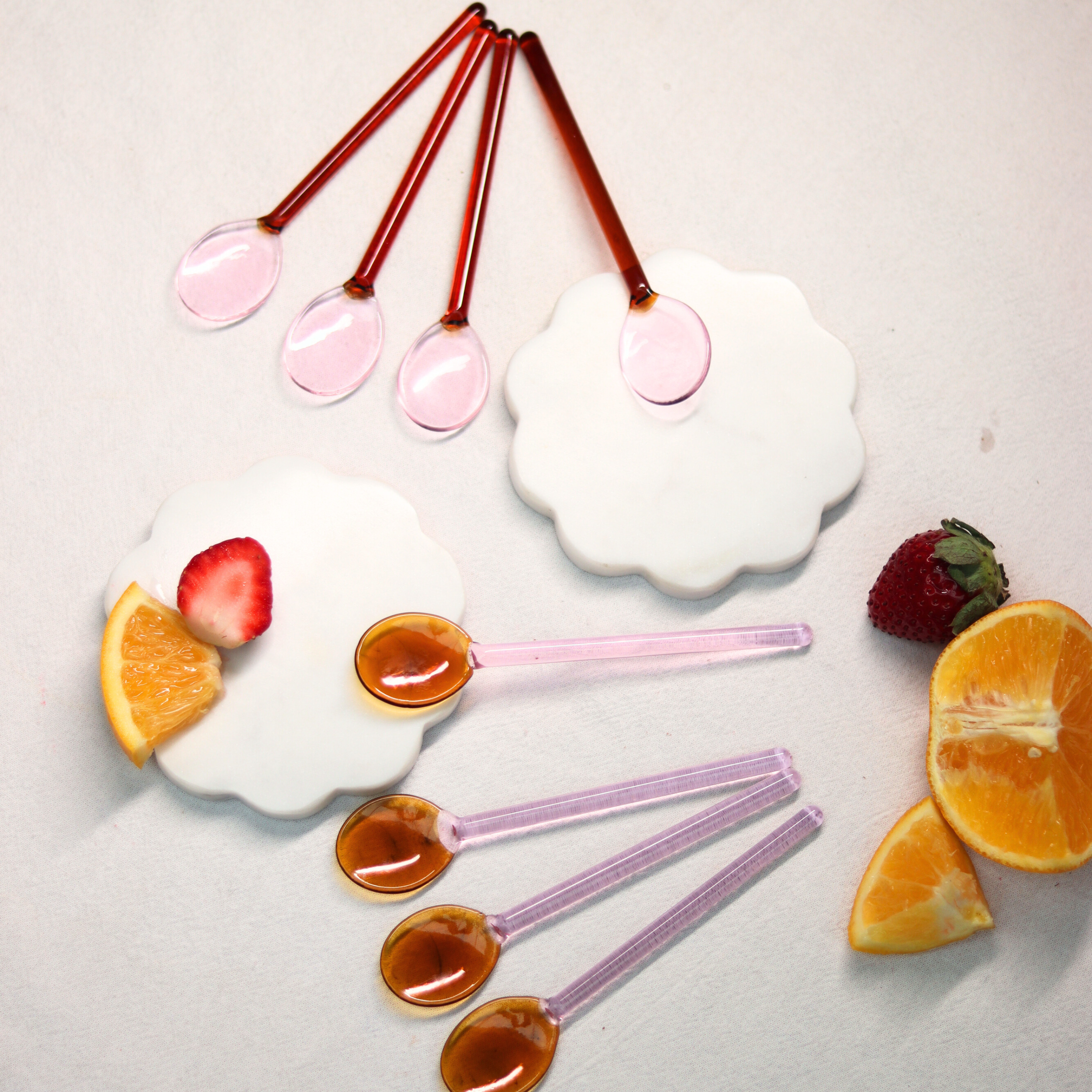 Glass Spoons - Pink Top with Amber Body