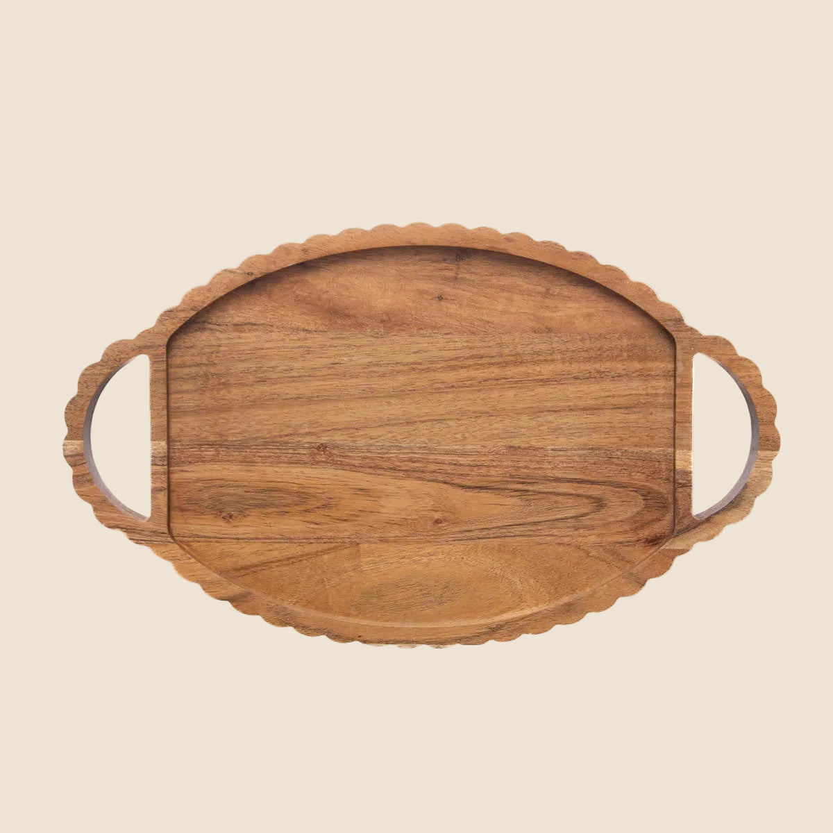 Scalloped Oval Wood Tray