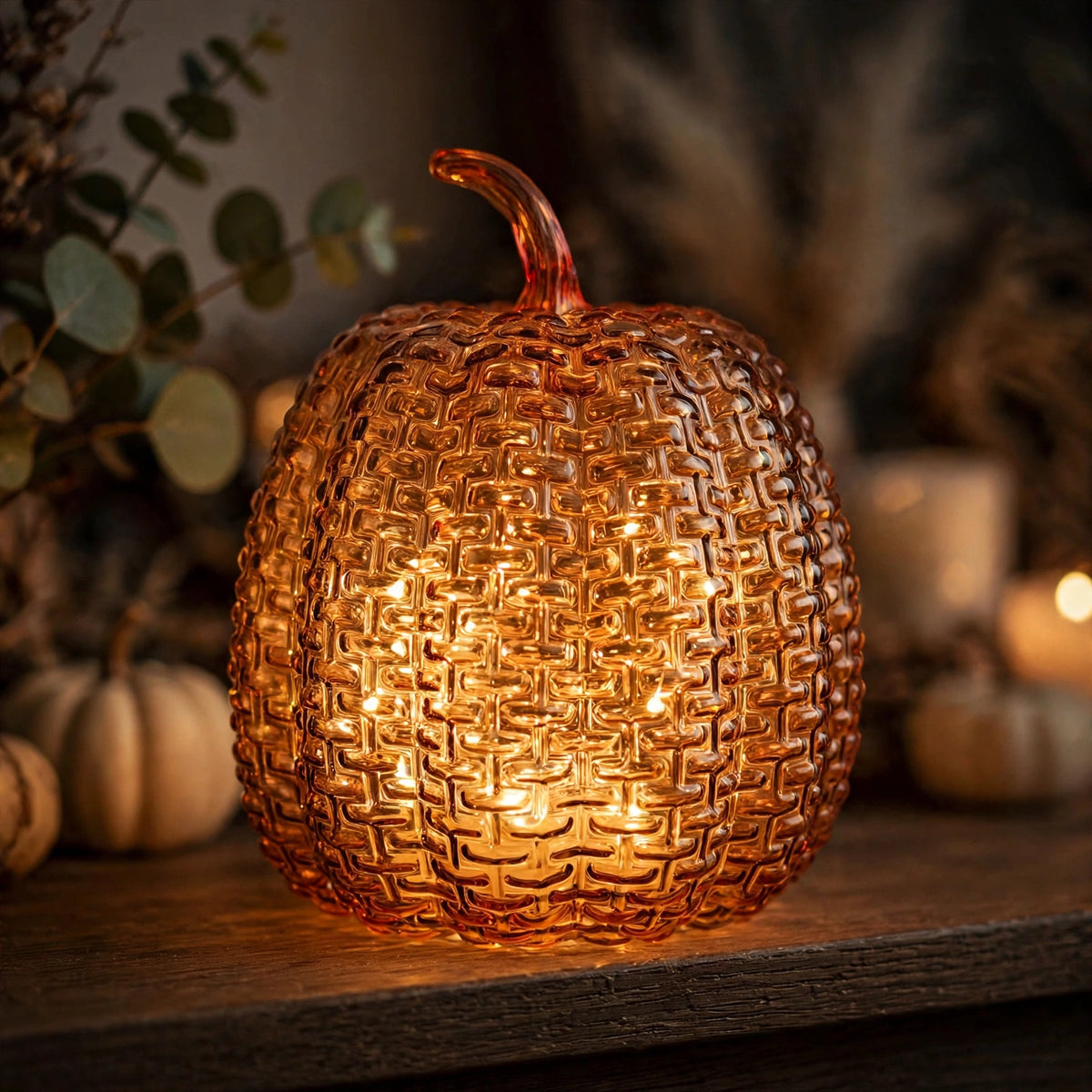 Umber Textured Glass Pumpkin