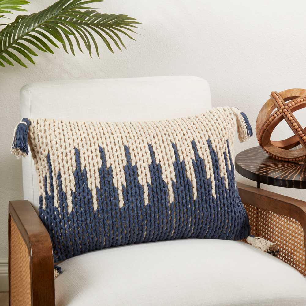 Zig Zag Cotton Knit Throw Pillow 16x24
