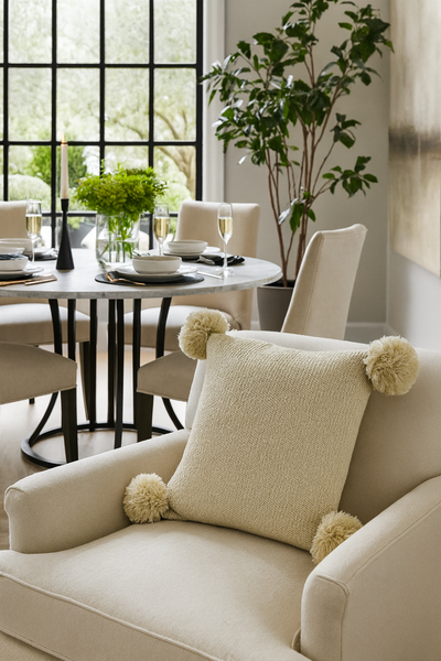Knit Pom Pom Decorative Throw Pillow - 16x16