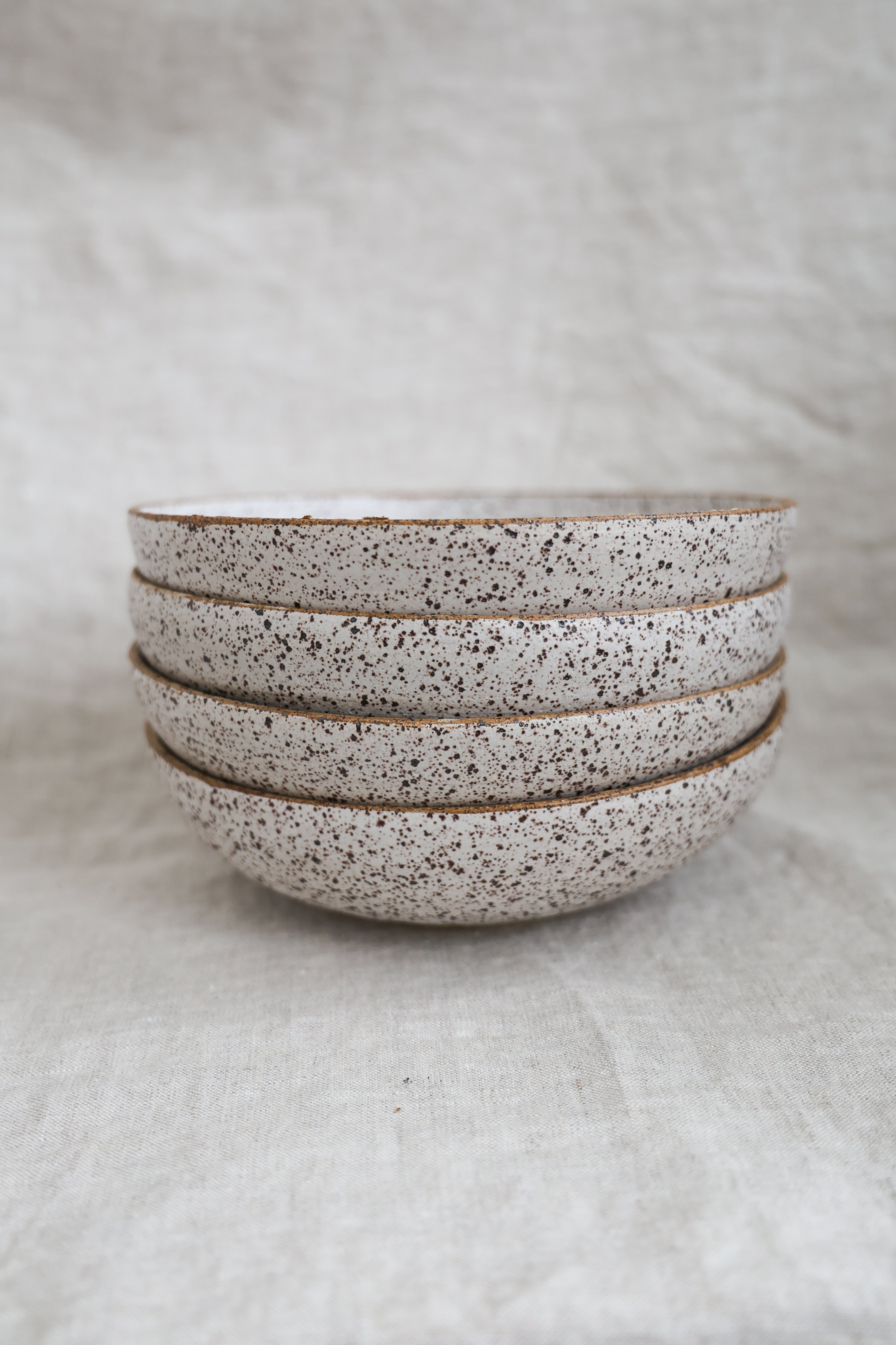 Handmade Speckled Pasta Bowls - Set of 4