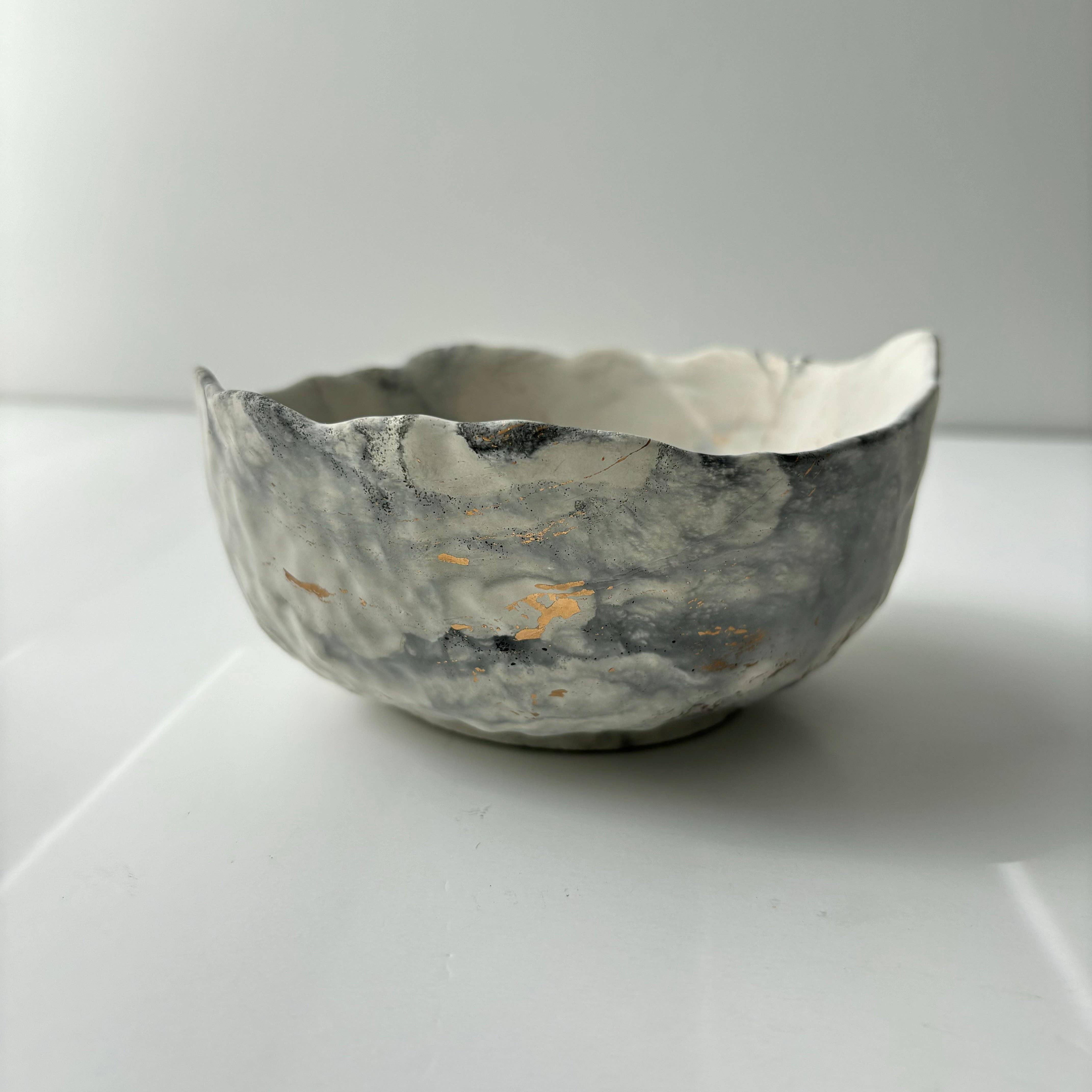Black Marbled Handmade Bowl