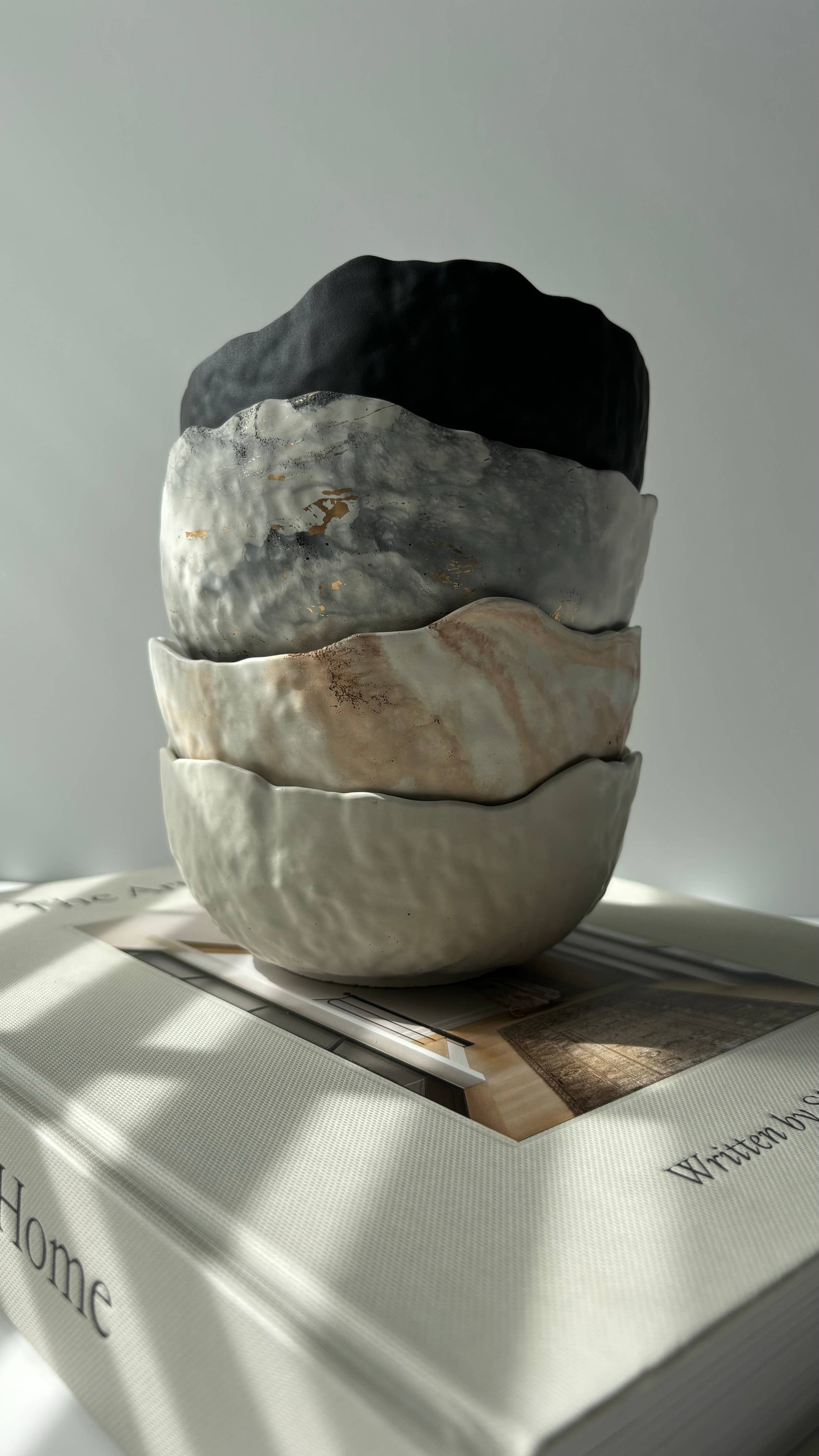 Black Marbled Handmade Bowl