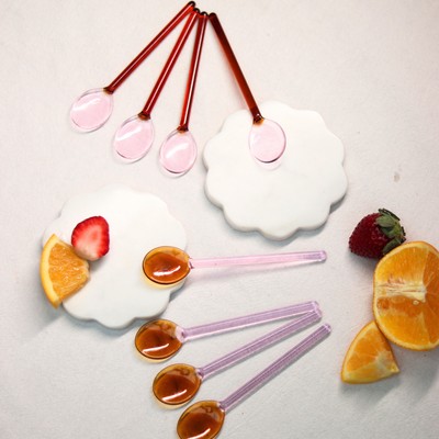 Glass Spoons - Pink Top with Amber Body