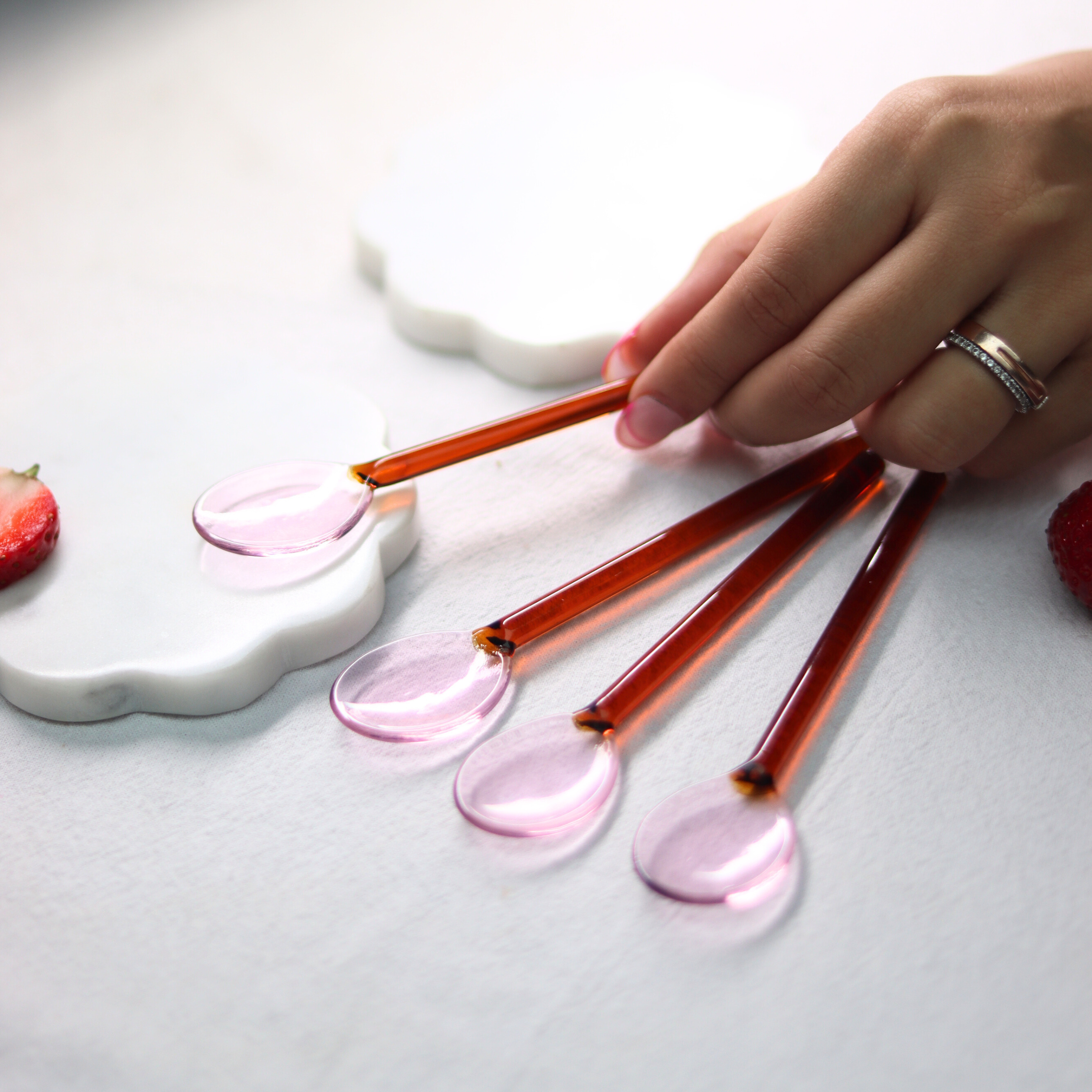 Glass Spoons - Pink Top with Amber Body