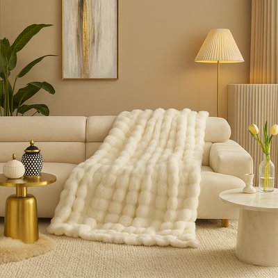 Ivory Bubble Throw Blanket – 50x60
