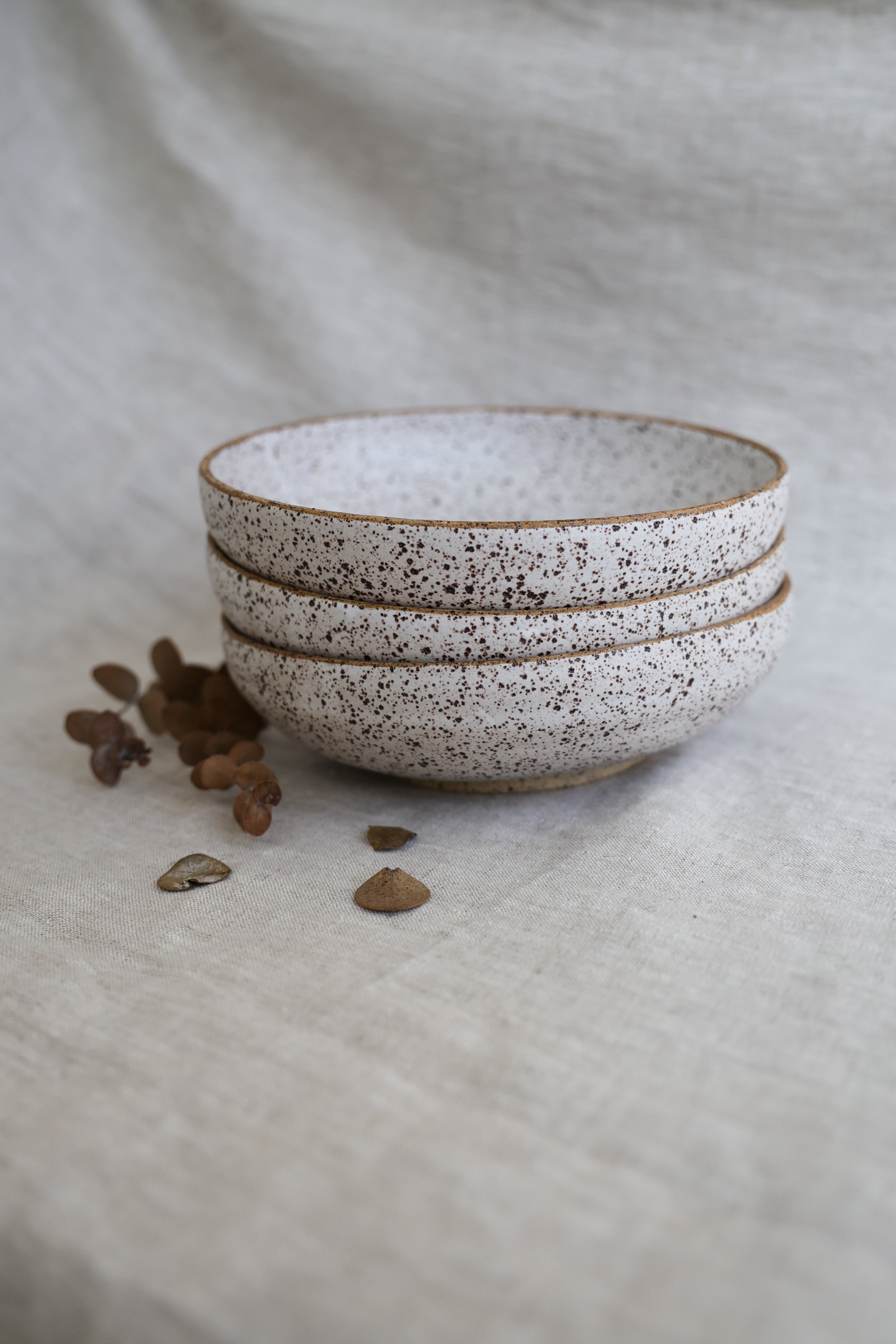 Handmade Speckled Pasta Bowls - Set of 4