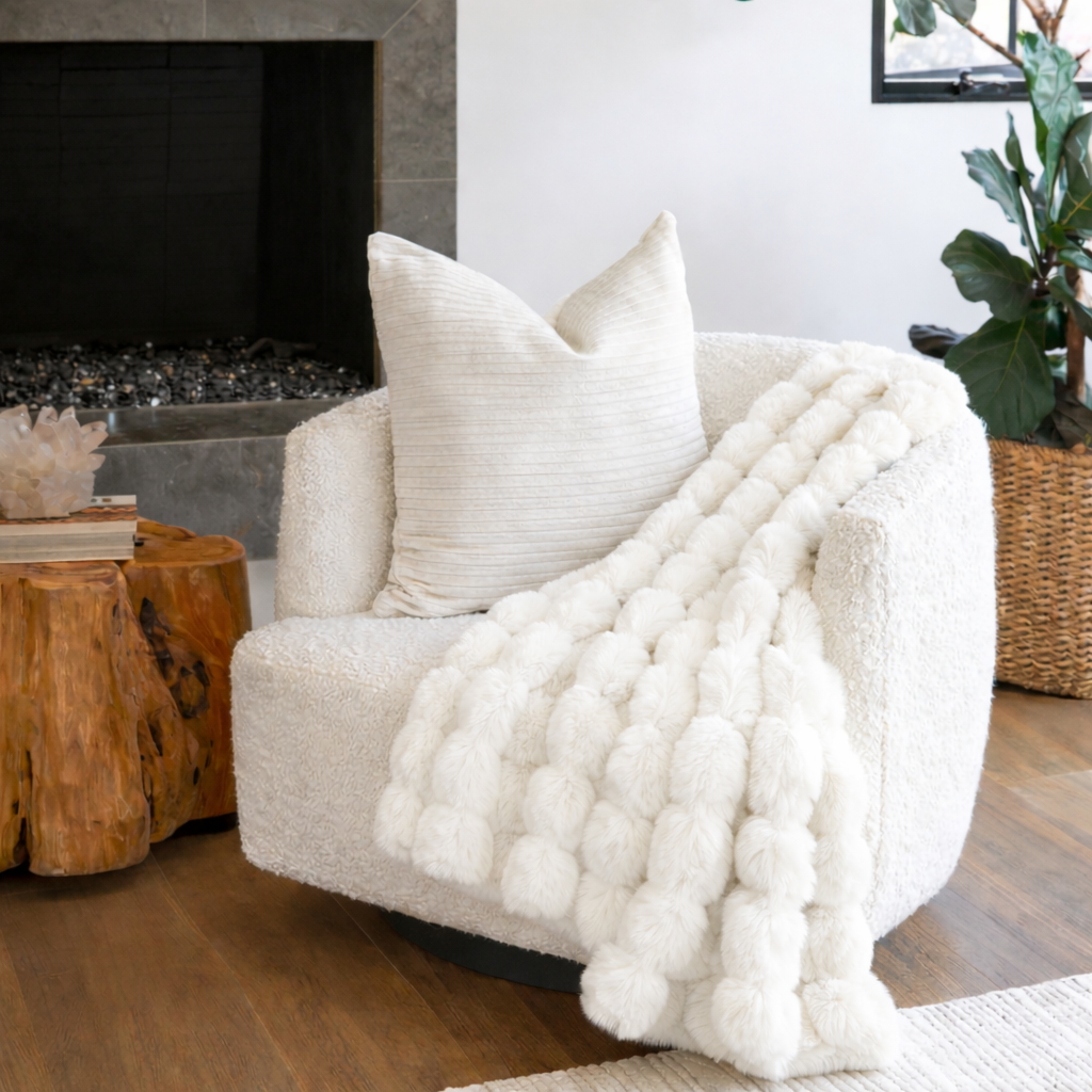 Ivory Bubble Throw Blanket – 50x60