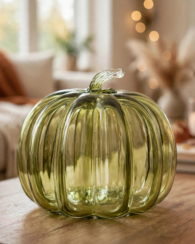 Olive Green Glass Pumpkin