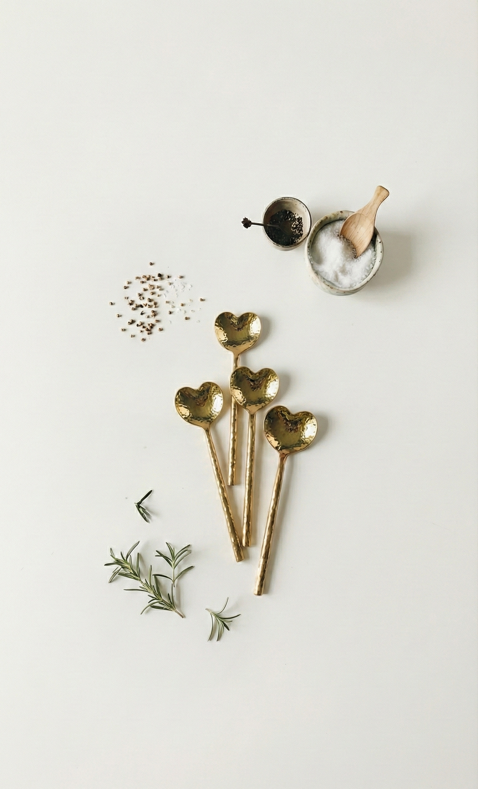 Heart-Shaped Brass Spoons