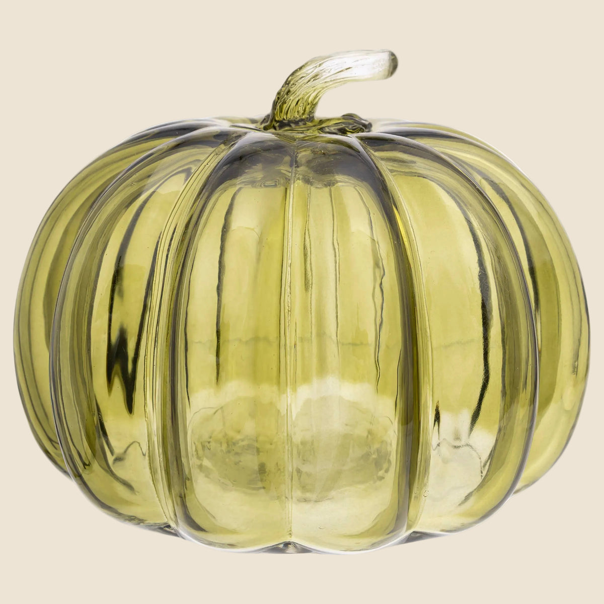 Olive Green Glass Pumpkin