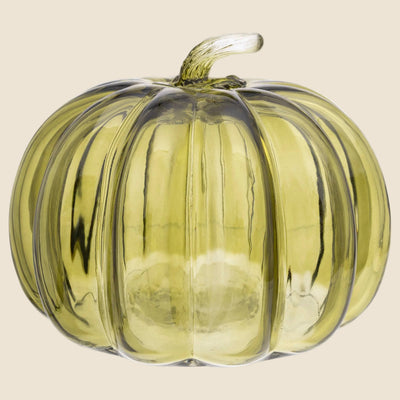 Olive Green Glass Pumpkin