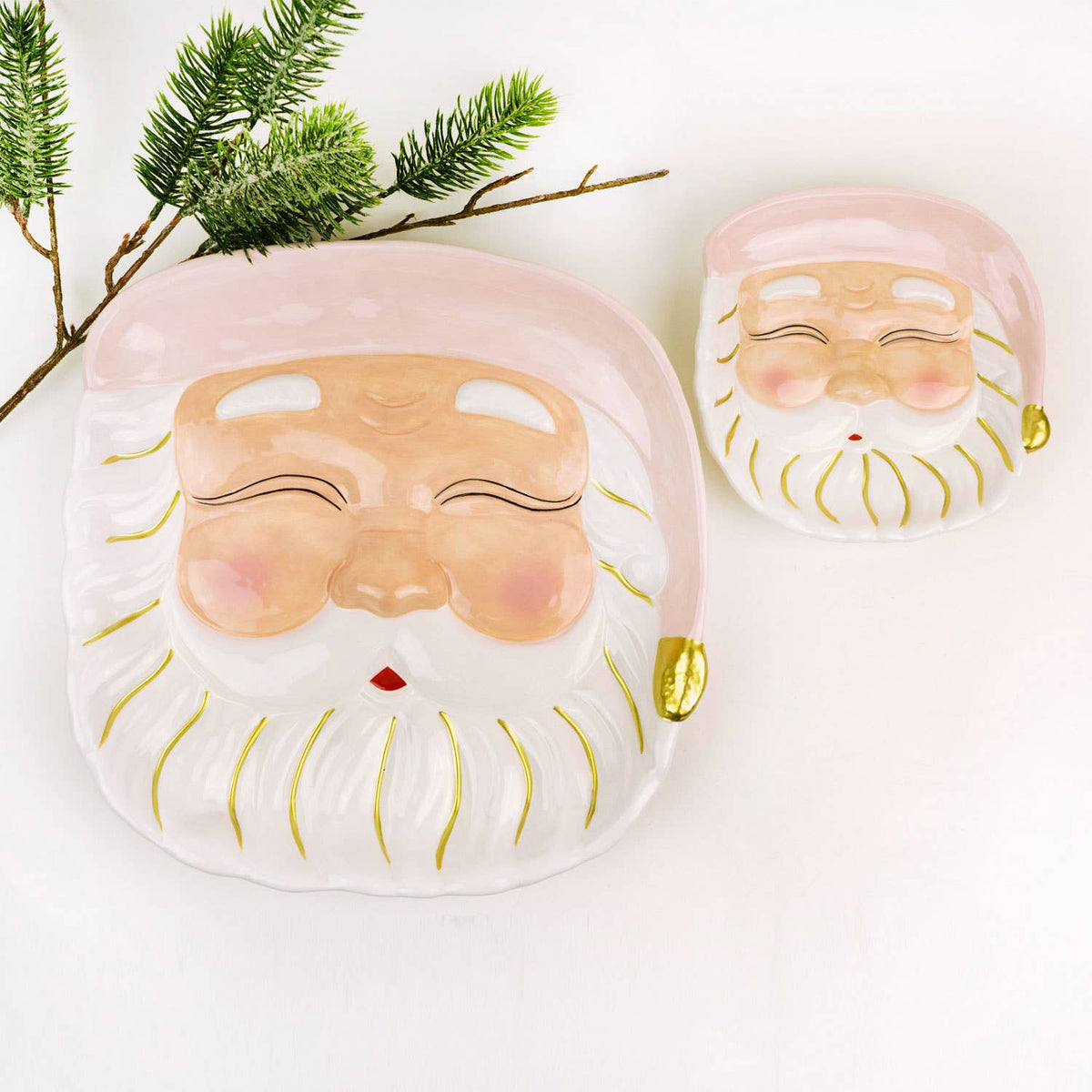 Pink Santa Ceramic Plate