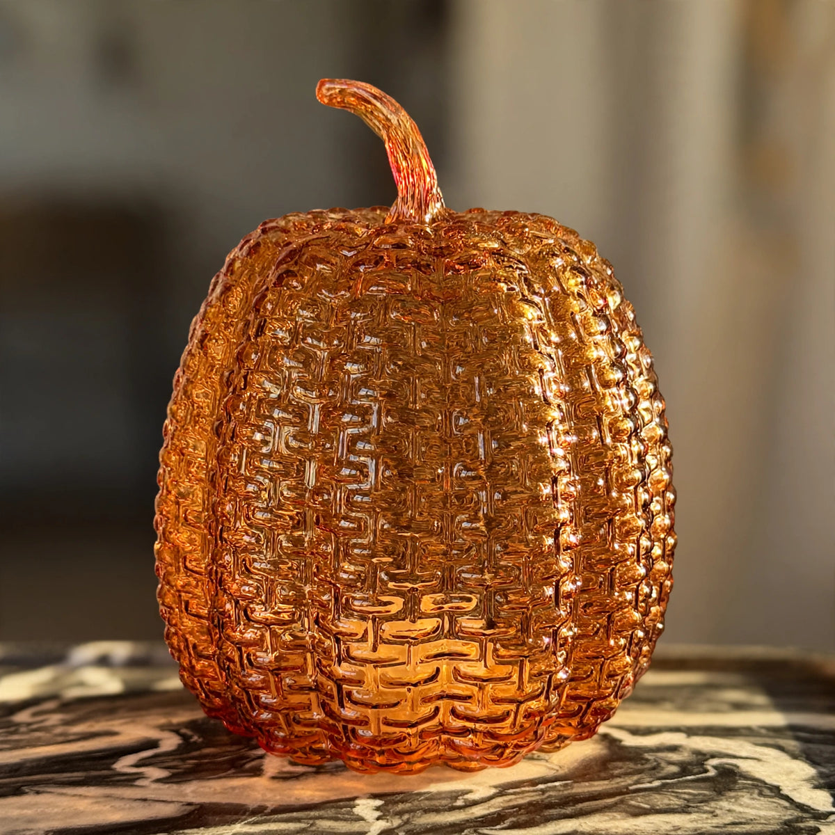 Umber Textured Glass Pumpkin