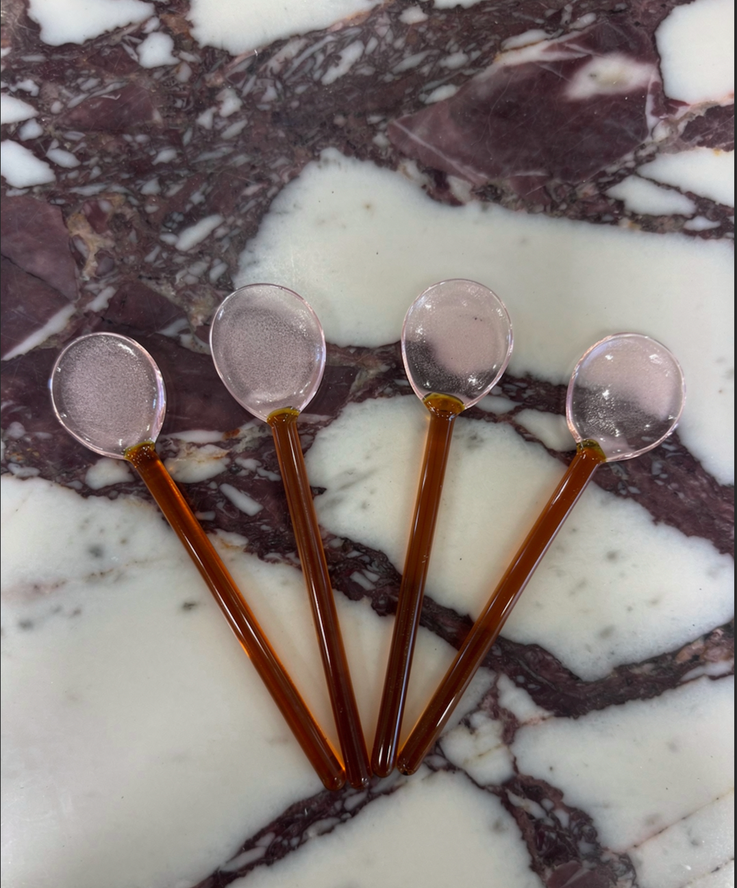 Glass Spoons - Pink Top with Amber Body