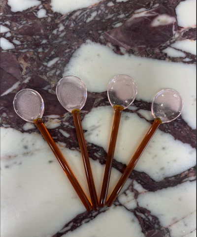 Glass Spoons - Pink Top with Amber Body